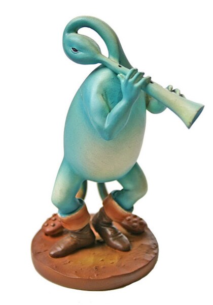 Adaptation Replicas Blue Flutist by Hieronymus Bosch Statues Sculptures